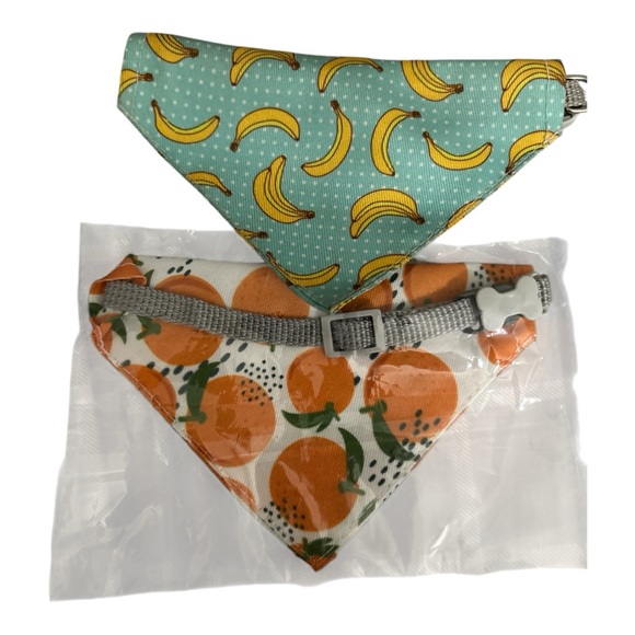 PET Scarf & Collar Sz Small 15’ width Polyester Oranges & Bananas NWOT - Picture 4 of 8